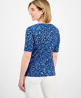 Style & Co Petite Wildflower Elbow-Sleeve Tee, Exclusively at Macy's