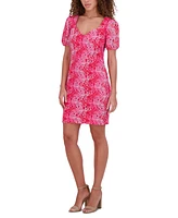 Siena Women's Floral-Lace Short-Sleeve Sweetheart-Neck Dress