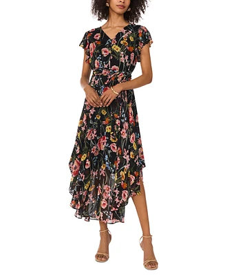 Vince Camuto Women's Printed Flutter-Sleeve Midi Dress