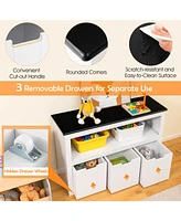 Gouun Kids Toy Storage Organizer with Blackboard Top-3-Drawer