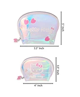 Hello Kitty Clear Iridescent Holographic Dome Cosmetic Travel Bag Set - 2 Piece