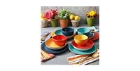 Slickblue Stoneware 12-Piece Dinnerware Set Service for 4 with Plates and Bowls