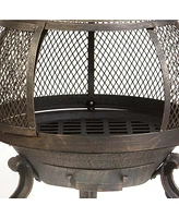 Slickblue Outdoor Wood Fire Pit - Durable Backyard Fireplace for Warmth and Ambiance