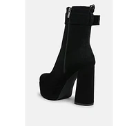 London Rag Wanderer Flared Block Heel Mid-Calf Boots