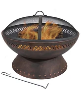 Slickblue 25 Inch Chalice Steel Fire Pit with Spark Screen