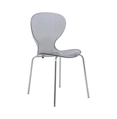 LeisureMod Modern Oyster Transparent Side Chair