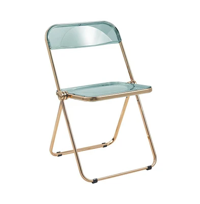 LeisureMod Lawrence Acrylic Folding Chair With Gold Metal Frame