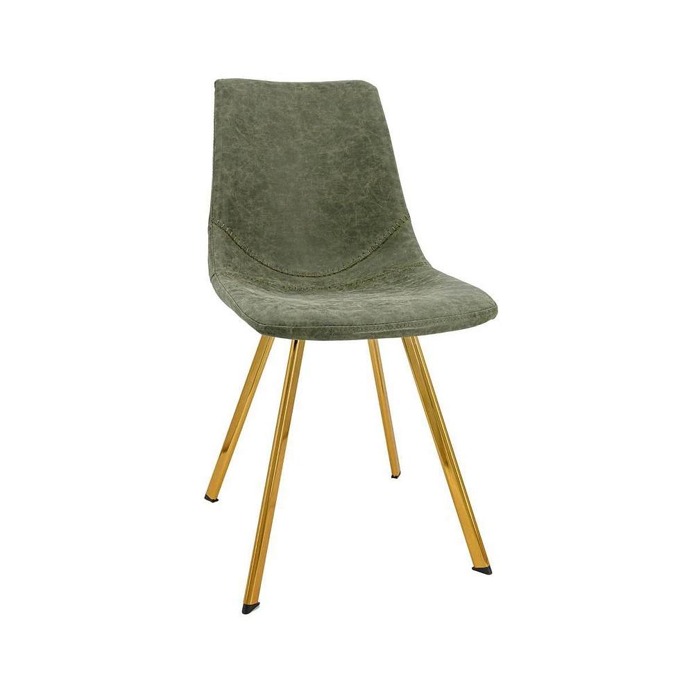 LeisureMod Markley Modern Leather Dining Chair With Gold Legs