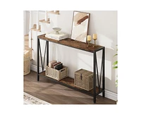 gaomon Console Table,2-Tier Entryway Table Featuring Ample Storage, Narrow Sofa Table with a V Design, Measuring 43" – Ideal for Your Entryway