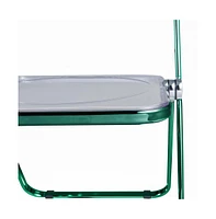 LeisureMod Lawrence Acrylic Folding Chair With Green Metal Frame
