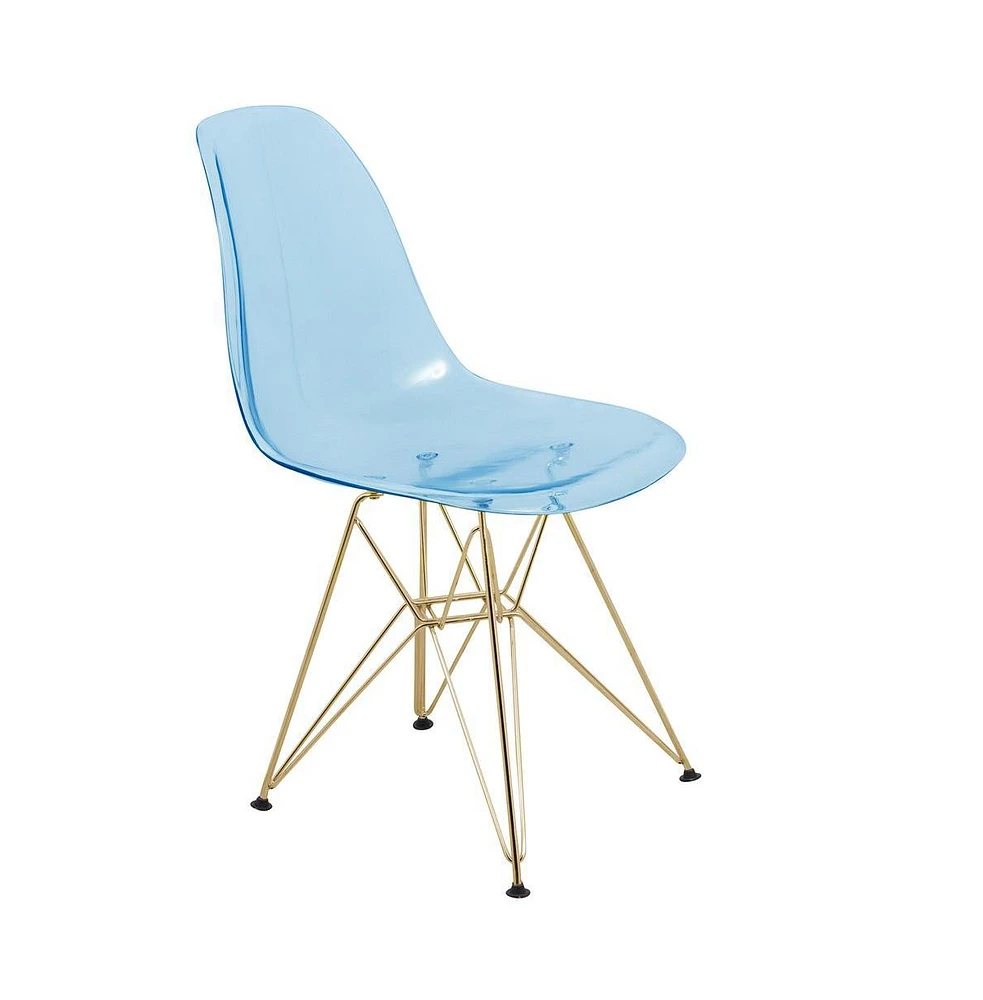 LeisureMod Cresco Molded Eiffel Side Chair with Gold Base