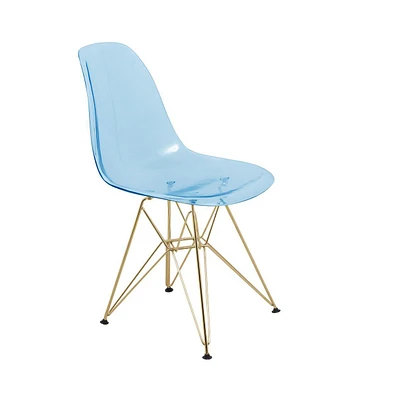 LeisureMod Cresco Molded Eiffel Side Chair with Gold Base