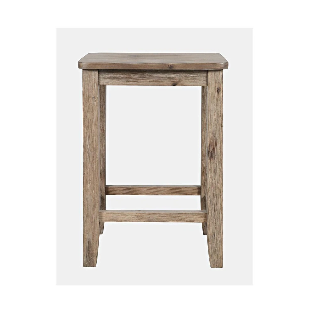 Jofran Eastern Tides Coastal Wire-Brushed Acacia Backless Counter Barstool (Set of 2)