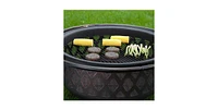 Slickblue 36-inch Fire Pit with Grill Grate Spark Screen Cover