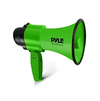 Pyle 30-Watt Portable Megaphone with Siren, Adjustable Volume, Lightweight, Battery Operated Green Bullhorn