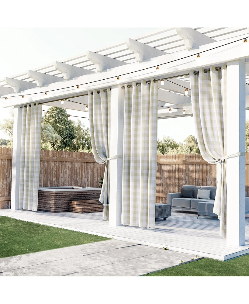 Awesome Home Wonderland Check Outdoor Uv Protected Privacy Panel, 52"x84"