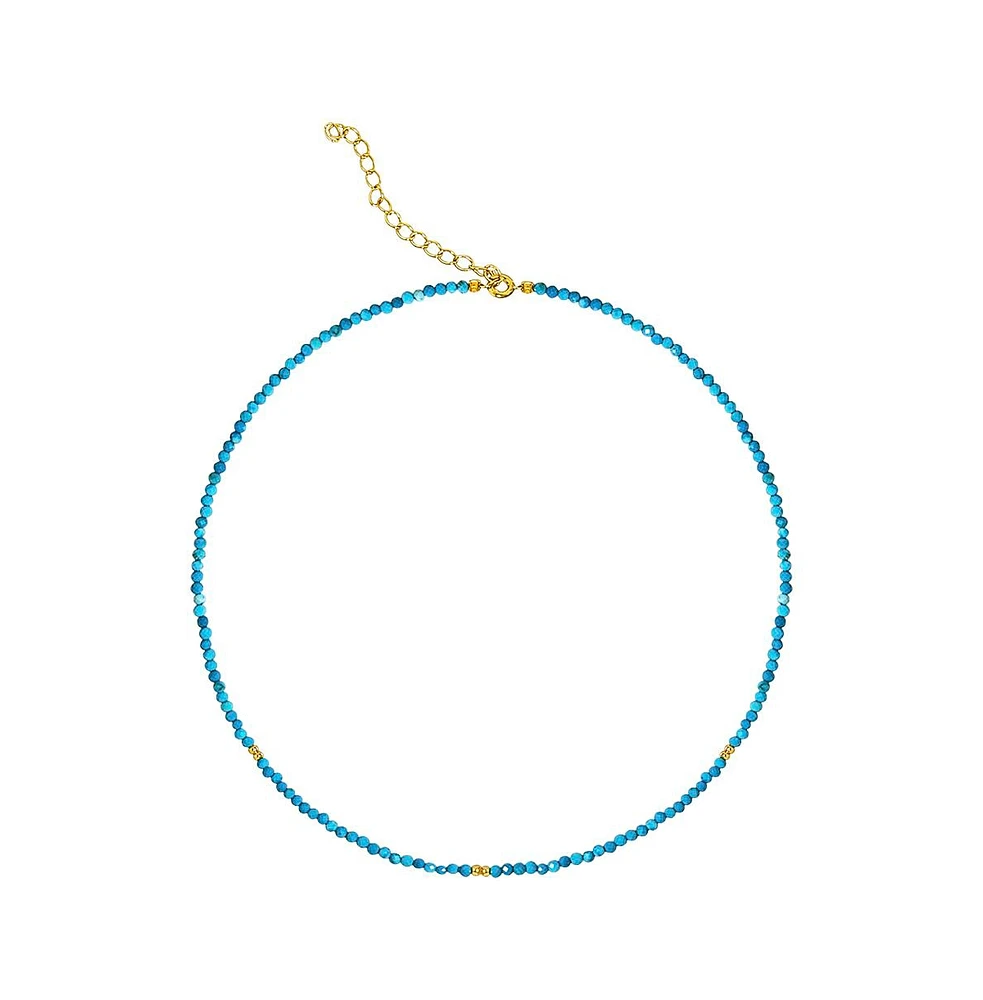 Etoielle Turquoise and Gold Bead Gold Plated Choke Necklace 16 inches adjustable