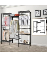 gaomon CuisinSmart Clothing Racks for Hanging Clothes, Metal Clothes Hanging Rack with 8 Adjustable Shelves & 4 Hanging Rods, Freestanding Wardrobe Cl