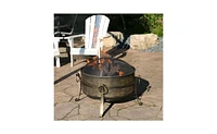 Slickblue Outdoor Wood Burning Fire Pit - Durable Backyard Fireplace for Warmth and Ambiance