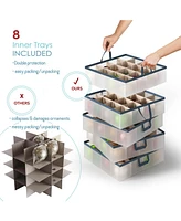 Hearth & Harbor Christmas Ornament Storage Box With 4 Inner Tray Dividers