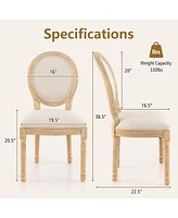 Gymax Dining Chair Set of 4 French Style Rubber Wood Kitchen Side Chair w/ Sponge Padding