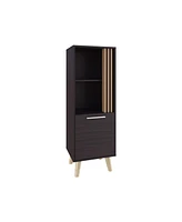 Orrin Storage Cabinet, 1 Door, 2 Shelves, Black / Natural Oak