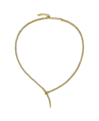 Rachel Glauber 14k Gold Plated Cubic Zirconia Coiled Snake Tennis Chain Necklace