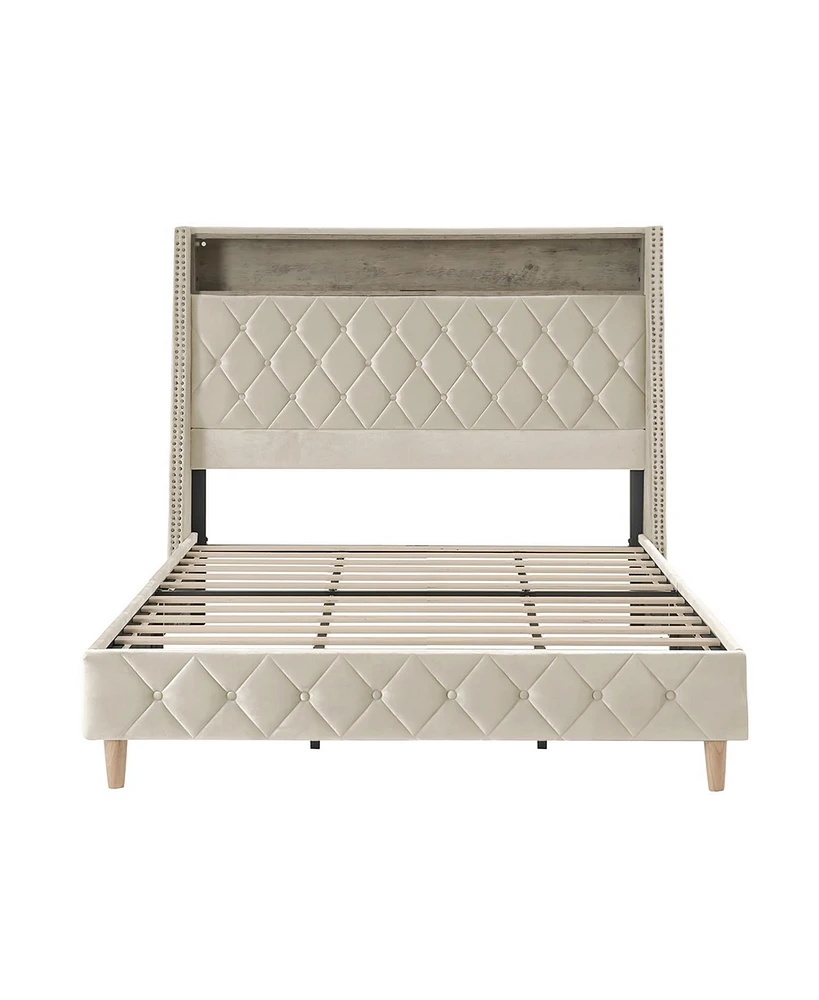 Hulala Home Dimas Modern 81.5" Bed with Storage Compartments
