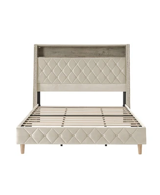 Hulala Home Dimas Modern 81.5" Bed with Storage Compartments