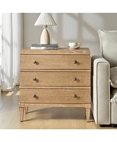Hulala Home Ugo Transitional 3-Drawer Nightstand with Square Tapered Legs and Metal Knob