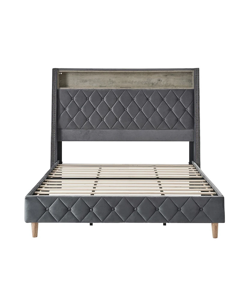 Hulala Home Dimas Modern 81.5" Bed with Storage Compartments