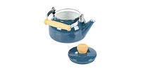 Slickblue 1.5 Qt. Steel Teapot Kettle w/ Glossy Enamel Coating and Wood Handle