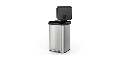 Slickblue 13-Gallon Stainless Steel Step Trash Can with Soft Close Lid