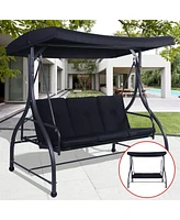 Slickblue Adjustable 3 Seat Cushioned Porch Patio Canopy Swing Chair