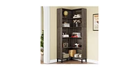 Slickblue High Corner Bookcase Bookshelf in Wood Finish