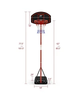 Gymax Adjustable Basketball Hoop System Stand Portable W/2 Wheels Fillable Base
