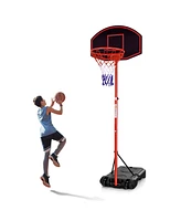 Gymax Adjustable Basketball Hoop System Stand Portable W/2 Wheels Fillable Base