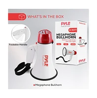 Pyle Mini Compact Megaphone with Siren & Led Light - 800 Yard Range, 30W