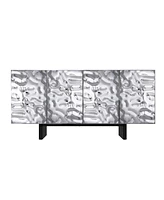 Boyel Living 4 Door Storage Cabinet with Stainless Steel Wave Polished Doors