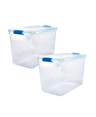 Homz 112 Qt Multipurpose Stackable Storage Bin with Latching Lid, Clear (2 Pack)