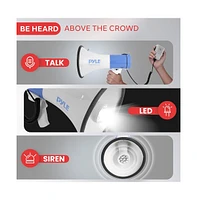 Pyle 50-Watt Megaphone with Led Lights, Siren Alarm Mode, Adjustable Volume, Portable, Battery Operated, Handheld Microphone