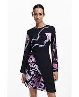 Desigual Women's Asymmetric short dress with letters
