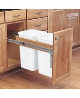 Rev-a-Shelf Double 35 qt. Pullout Top Mount Waste Bin, White, 4WCTM-18DM2-162