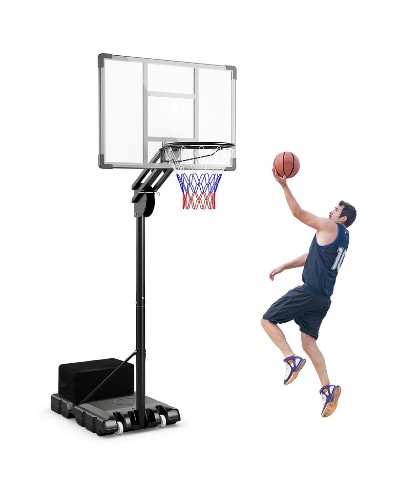 Gymax Portable Basketball Hoop System 4.9-10 Ft Adjustable w/ Weight Bag Wheels Outdoor