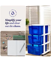 Homz Plastic 3 Drawer Medium Storage Container Tower