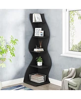 Tribesigns Corner Shelf, Modern 5-Tier Wall Bookshelf, Stylish Small Bookcase Storage Rack Plant Stand with Unique Shape for Living Room
