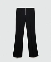 Mango Women's Zipper Detail Flare Pants