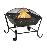 vidaXL Fire Pit with Poker 24.4" Xxl Steel