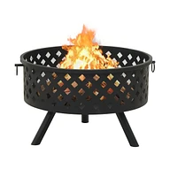 vidaXL Fire Pit with Poker 26.8" Xxl Steel
