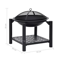 vidaXL Fire Pit with Poker 21.3"x21.3"x21.7" Steel